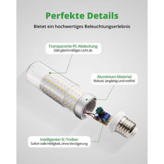 HOMEOW E27 LED Neutralweiß 4000K, Extra Hell 25W 2500LM Lampe, Ersetzt 200W Glühbirne, Maiskolben LED E27 Energiespar Leuchtmittel, Nicht Dimmbar, AC 220-240V, 4er Set