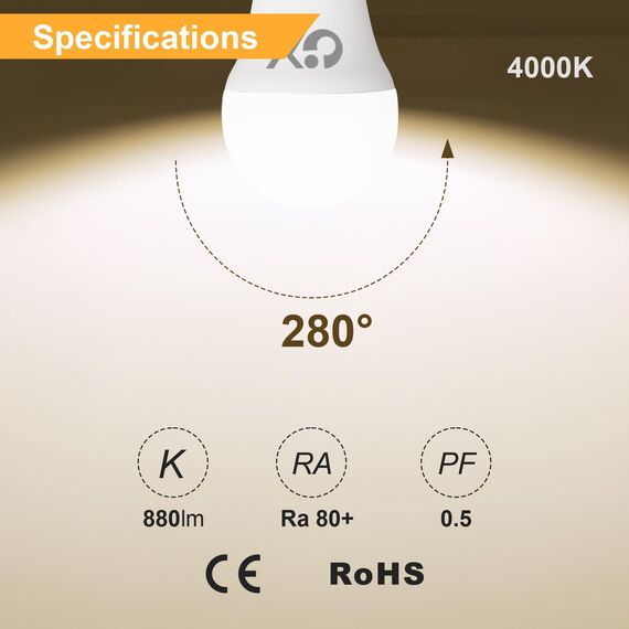 GY E14 LED Ultrahelle Energiespar Glühbirne, 8W Glühbirne E14, Ersetzt 60W lampe, G45/P45 LED Birne 880LM, 4000K Led Neutralweiss, 280° Abstrahlwinkel Energiesparlampe, Nicht Dimmbar, 12 Stück