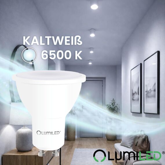 Lumiled LED GU10 PAR16 6W ersetzt 50W 600lm 6500K Kaltweiß 120° Nicht Dimmbar 10er Pack Energiespar Leuchtmittel Reflektor Spot für Küche Wohnzimmer Büro Flur