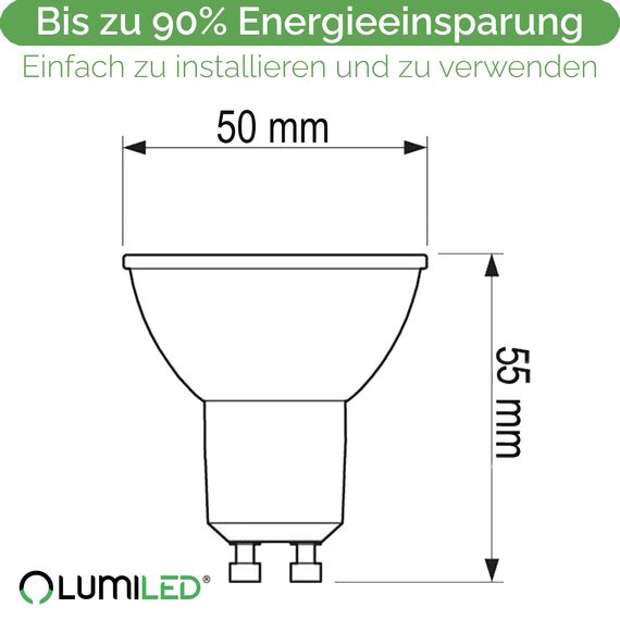 Lumiled LED GU10 PAR16 3W ersetzt 25W 300lm 3000K Warmweiß 120° Nicht Dimmbar 10er Pack Energiespar Leuchtmittel Reflektor Spot für Küche Wohnzimmer Büro Flur