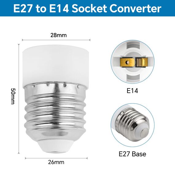 SCNNC Lampenfüße E27 auf E14 Sockel Konverter - E27 zu E14 Adapter für LED, Halogen & Energiesparlampen, Weiß, 6 Stück