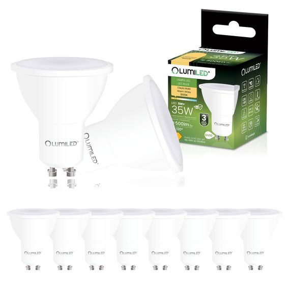 Lumiled LED GU10 PAR16 5W ersetzt 35W 500lm 3000K Warmweiß 120° Nicht Dimmbar 10er Pack Energiespar Leuchtmittel Reflektor Spot für Küche Wohnzimmer Büro Flur