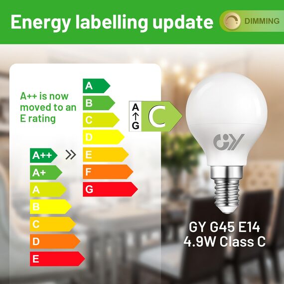 GY E14 LED Dimmbar 4.9W (ersetzt 60W), 807 Lumen Hochhelligkeit, 4000K Neutralweiß, G45 P45 Mini-Globe, Energieklasse C, Flimmerfrei Regulierbar, LED Leuchtmittel für Küche & Bad, 6er Pack