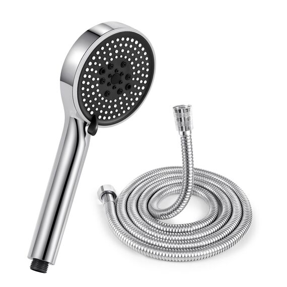 Netinpeater Universal Duschkopf, Duschbrause mit Schlauch 2M, Sparduschkopf Regendusche Energiespar Druckerhöhend, Duschbrause Set mit 5 Strahlarten, (Mit Schlauch 2M)