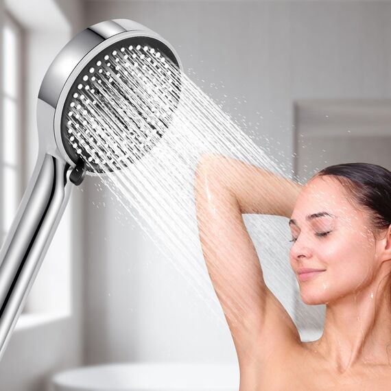 Netinpeater Universal Duschkopf, Duschbrause mit Schlauch 2M, Sparduschkopf Regendusche Energiespar Druckerhöhend, Duschbrause Set mit 5 Strahlarten, (Mit Schlauch 2M)