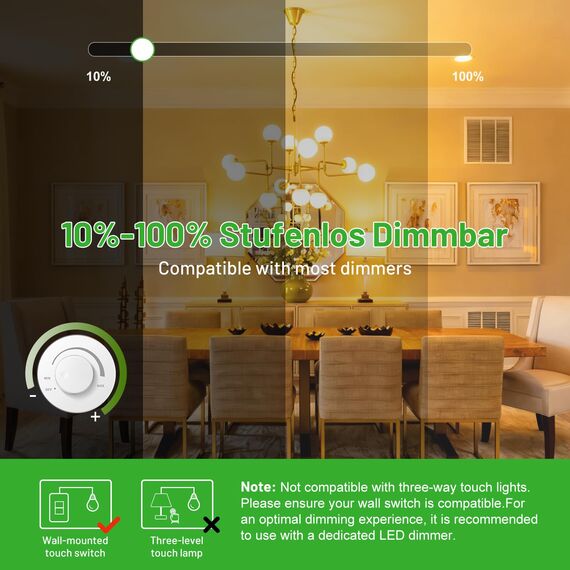 GY E14 LED Dimmbar 4.9W (ersetzt 60W), 807 Lumen Hochhelligkeit, 4000K Neutralweiß, G45 P45 Mini-Globe, Energieklasse C, Flimmerfrei Regulierbar, LED Leuchtmittel für Küche & Bad, 6er Pack