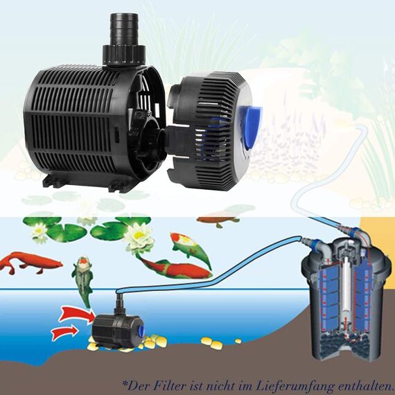 YAOBLUESEA Eco Teichpumpe Filterpumpe Bachlaufpumpe 2300L/H 35W Energiespar Wasserpumpe Koiteich Bachlaufpumpe
