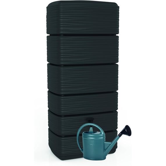 Ondis24 Regenwasser Wandtank Regenfass Eco 300 Liter Graphit anthrazit inkl. Wasserhahn