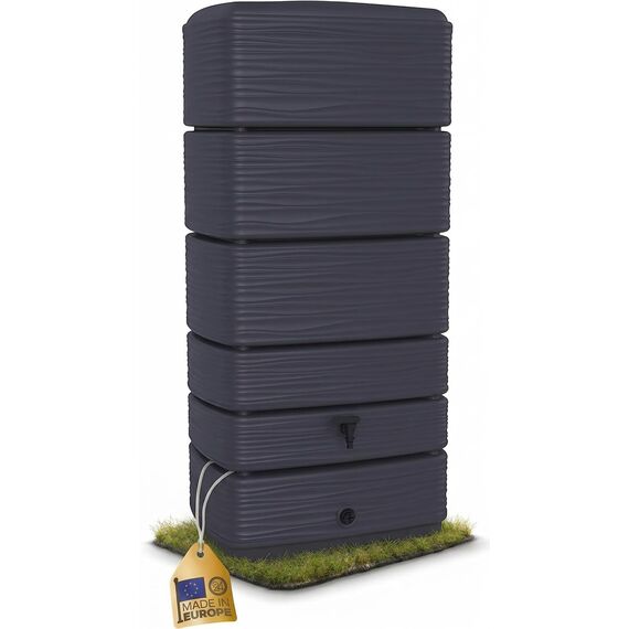 Ondis24 Regenwasser Wandtank Regenfass Eco 300 Liter Graphit anthrazit inkl. Wasserhahn