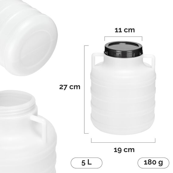 Garronda 5 Liter Weithalsfass aus BPA-freiem Futtertonne Fass Universalfass Lebensmittel Fass Regenfass für Garten Regentonne mit Deckel Regenwassertonne für Garten Wassertonne GD-0078, Weiß