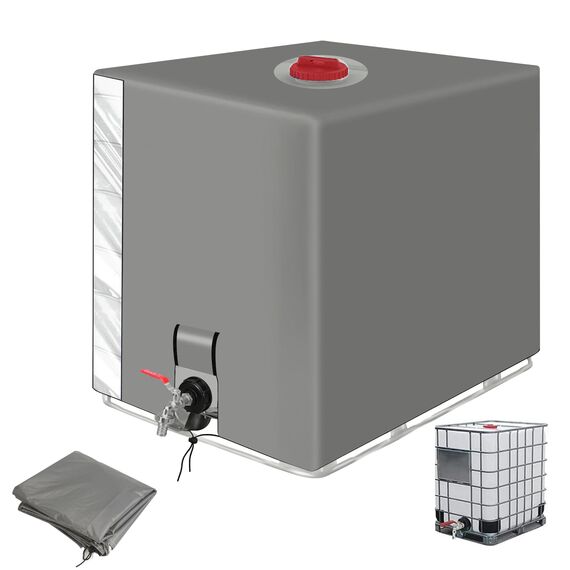 IBC Tank Abdeckung, Wassertank 1000l zubehör, Regenwassertank, Schutzplane/Regenwasser Folien Staubdicht Cover, Ausgestattet mit transparentem Anzeigefenster, Ibc container abdeckung 120 x100 x116 cm