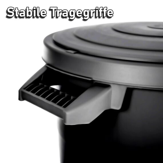 BigDean wetterfeste Universaltonne mit Deckel und 2 stabilen Tragegriffen 80 Liter SCHWARZ - Regentonne Mülleimer - Indoor und Outdoor geeignet - Made in Europe