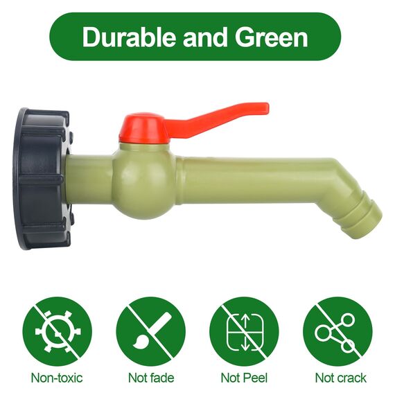 IBC Auslaufhahn und IBC Tank Kugelhahn, 1 Zoll IBC Wasserhahn mit IBC kugelauslaufhahn für IBC Tank Regentonnen Wassertank(DN40/50)