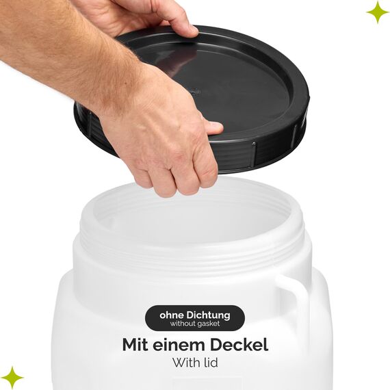 Garronda 30 Liter BPA-freies quadratisches Fass und Futtertonne Weithalsfass Wassertank und Behälter mit Deckel für Sauerkraut sowie Surfass Pökelfass für Fleisch GD-0088, Weiß