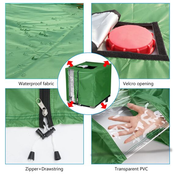 oumuik IBC Tank Abdeckung, Upgrade 420D IBC Abdeckplane für Wassertank 1000L / Ibc Container Anti-UV Schutzhülle Ibc Tank Cover Verdickte Version