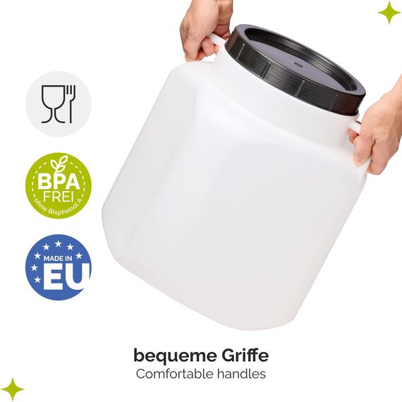 Garronda 40 Liter BPA-freies quadratisches Fass und Futtertonne Weithalsfass Wassertank und Behälter mit Deckel für Sauerkraut sowie Surfass Pökelfass für Fleisch GD-0088, Weiß