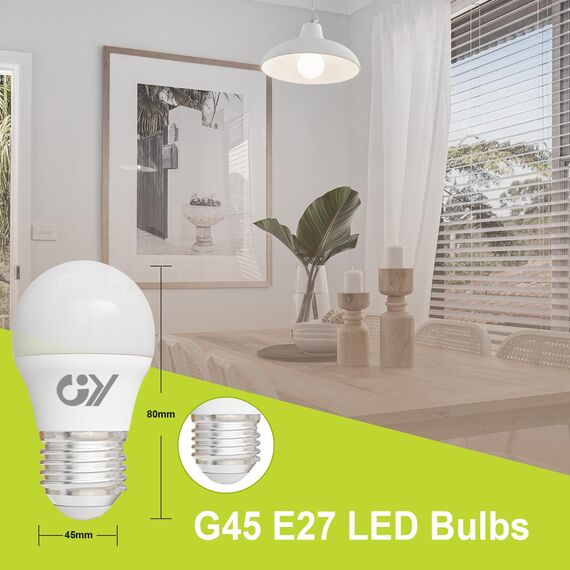 GY E27 LED Neutralweiss Lampe 4.9W 4000K 807 Lumen Neutralweiß Leuchtmittel,G45/P45 Energiesparlampe 60W lampe ersetzt,Nicht Dimmbar LED Birnen,6 stück