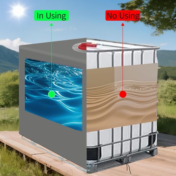 IBC Tank Abdeckung, Wassertank 1000l zubehör, Regenwassertank, Schutzplane/Regenwasser Folien Staubdicht Cover, Ausgestattet mit transparentem Anzeigefenster, Ibc container abdeckung 120 x100 x116 cm