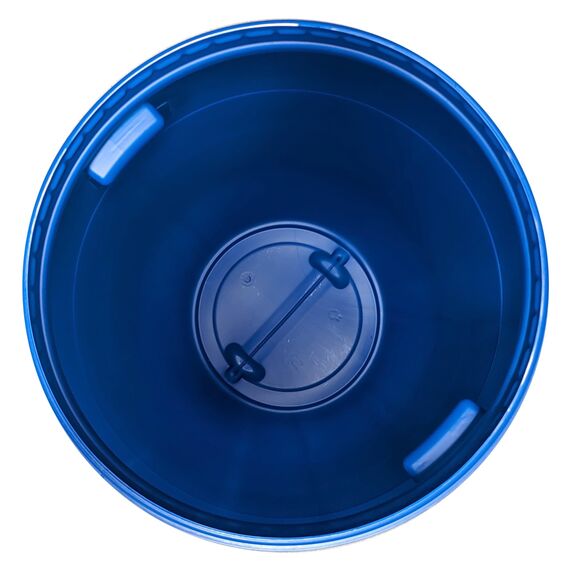 plasteo® 220 Liter Weithalsfass mit Deckel und Spannring, Lebensmittelecht BPA-Frei, Futtertonne Kunststofffass Deckelfass Regentonne Regenfass Lagerfass Sauerkrautfas, Stapelbar Palettengerecht, Blau
