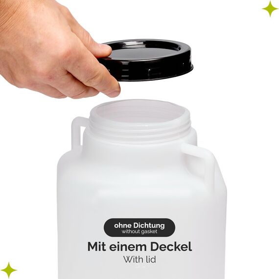 Garronda 5 Liter BPA-freies quadratisches Fass und Futtertonne Weithalsfass Wassertank und Behälter mit Deckel für Sauerkraut sowie Surfass Pökelfass für Fleisch GD-0088, Weiß