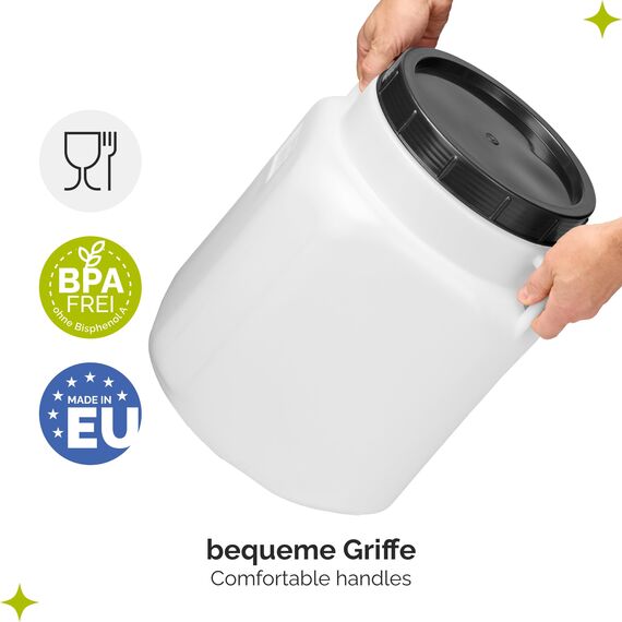 Garronda 30 Liter BPA-freies quadratisches Fass und Futtertonne Weithalsfass Wassertank und Behälter mit Deckel für Sauerkraut sowie Surfass Pökelfass für Fleisch GD-0088, Weiß