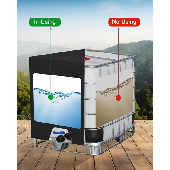 SOBEAU IBC Tank Abdeckung 1000L, IBC Container Zubehör, Wassertank Abdeckplane mit Transparenter Folie, Anti-UV Schutzplane Regenwassertank Abdeckung, IBC Wassertank Abdeckung, Schwarz