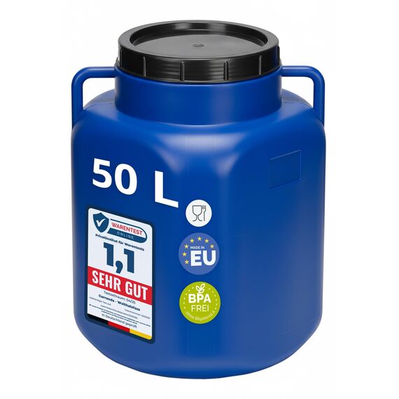 Garronda 50 Liter BPA-freies quadratisches Fass und Futtertonne Weithalsfass Wassertank und Behälter mit Deckel für Sauerkraut sowie Surfass Pökelfass für Fleisch GD-0088, Blau