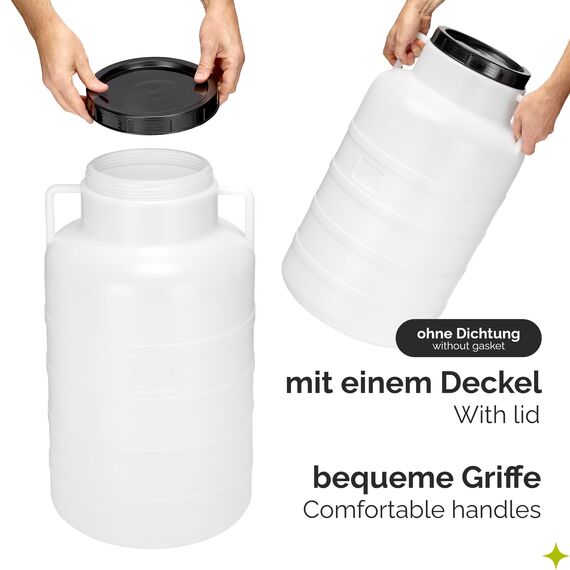 Garronda 60 Liter Weithalsfass aus BPA-freiem Futtertonne Fass Universalfass Lebensmittel Fass Regenfass für Garten Regentonne mit Deckel Regenwassertonne für Garten Wassertonne GD-0078, Weiß