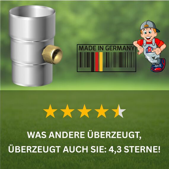 SAREI Regenwassersammler DN, Regenwasser nutzen einfache Montage in Fallrohr, direkt Wasser sammeln, Nennweite 100 mm, Zink-Kupfer, 100 Nettweite