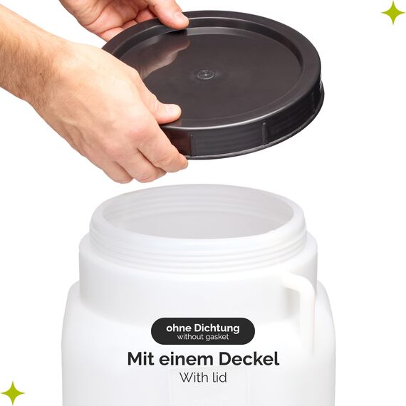 Garronda 20 Liter BPA-freies quadratisches Fass und Futtertonne Weithalsfass Wassertank und Behälter mit Deckel für Sauerkraut sowie Surfass Pökelfass für Fleisch GD-0088, Weiß