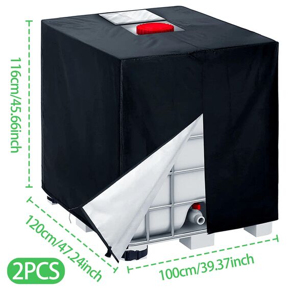 LINSOCLE IBC Tank Abdeckung, 420D IBC Container Abdeckung, 1000L Abdeckung Wassertank, Anti-UV IBC Schutzhülle, Regenwassertank Container Cover, 120 x100 x116 cm