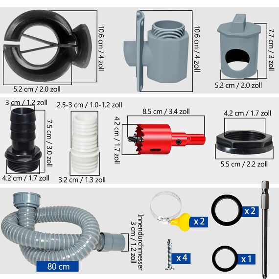 YIWUHUICHANG Regenwassersammler für Fallrohre 80-110mm, Fallrohr Regensammler mit Montagezubehör, Regentonnen Anschluss Fallrohr, Regenwassersammler für Dächer bis 80 m²