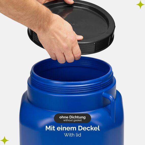 Garronda 30 Liter BPA-freies quadratisches Fass und Futtertonne Weithalsfass Wassertank und Behälter mit Deckel für Sauerkraut sowie Surfass Pökelfass für Fleisch GD-0088, Blau