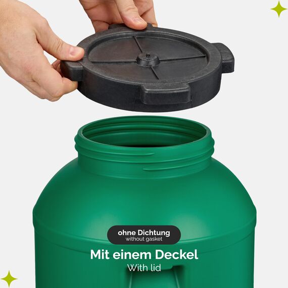 Garronda 20 Liter Weithalsfass aus BPA-freiem Futtertonne Fass Universalfass Lebensmittel Fass Regenfass für Garten Regentonne mit Deckel Regenwassertonne für Garten Wassertonne GD-0078, Grün