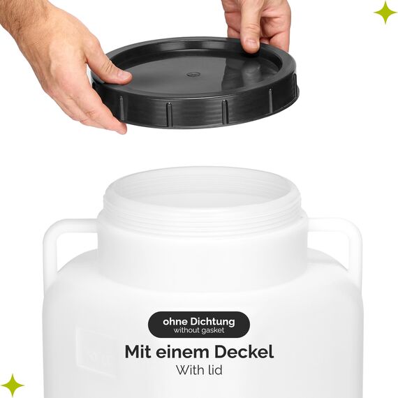 Garronda 50 Liter BPA-freies quadratisches Fass und Futtertonne Weithalsfass Wassertank und Behälter mit Deckel für Sauerkraut sowie Surfass Pökelfass für Fleisch GD-0088, Weiß