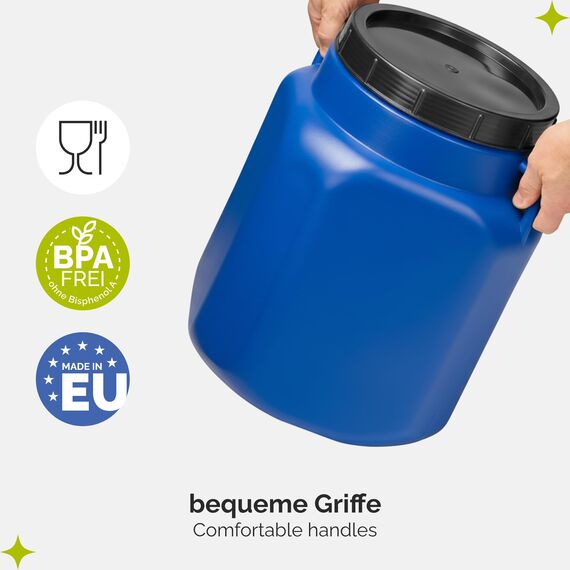 Garronda 30 Liter BPA-freies quadratisches Fass und Futtertonne Weithalsfass Wassertank und Behälter mit Deckel für Sauerkraut sowie Surfass Pökelfass für Fleisch GD-0088, Blau