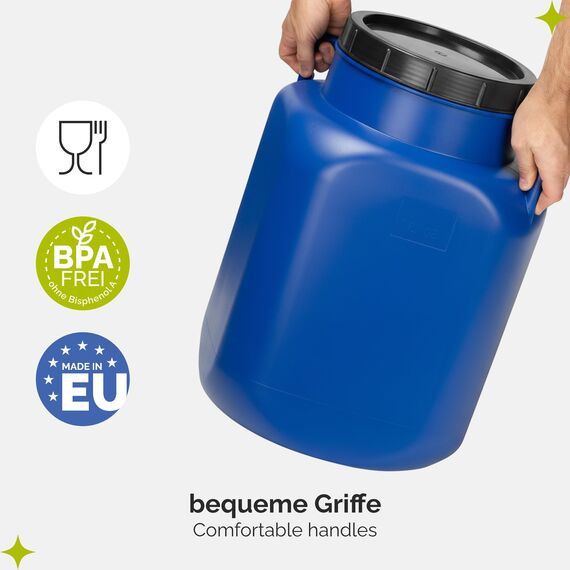 Garronda 50 Liter BPA-freies quadratisches Fass und Futtertonne Weithalsfass Wassertank und Behälter mit Deckel für Sauerkraut sowie Surfass Pökelfass für Fleisch GD-0088, Blau
