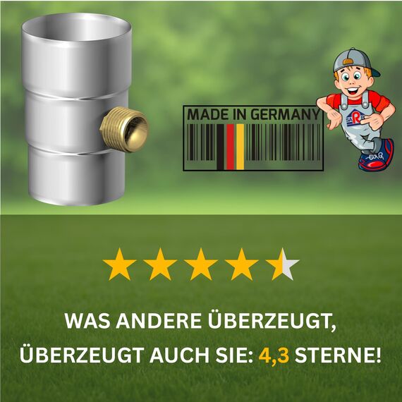 SAREI Regenwassersammler aus Zink, DN 87, Regenwasser nutzen, einfache Montage in Fallrohr, direkt Wasser sammeln, Nennweite 87 mm