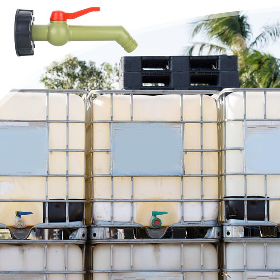IBC Auslaufhahn und IBC Tank Kugelhahn, 1 Zoll IBC Wasserhahn mit IBC kugelauslaufhahn für IBC Tank Regentonnen Wassertank(DN40/50)