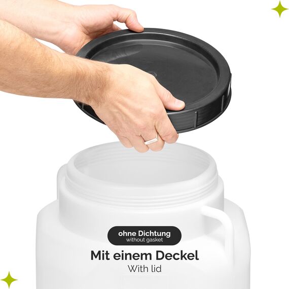 Garronda 40 Liter BPA-freies quadratisches Fass und Futtertonne Weithalsfass Wassertank und Behälter mit Deckel für Sauerkraut sowie Surfass Pökelfass für Fleisch GD-0088, Weiß
