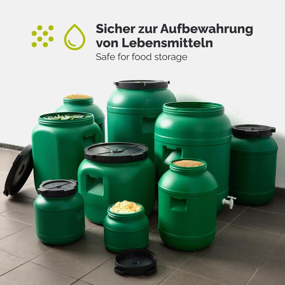 Garronda 20 Liter Weithalsfass aus BPA-freiem Futtertonne Fass Universalfass Lebensmittel Fass Regenfass für Garten Regentonne mit Deckel Regenwassertonne für Garten Wassertonne GD-0078, Grün