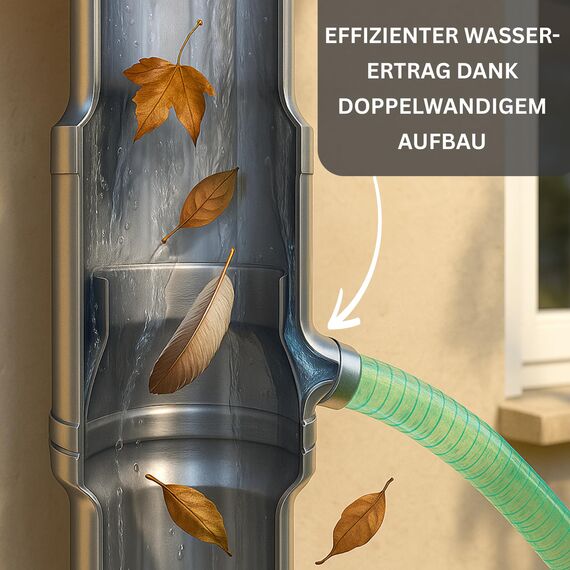 SAREI Regenwassersammler aus Zink, DN 87, Regenwasser nutzen, einfache Montage in Fallrohr, direkt Wasser sammeln, Nennweite 87 mm