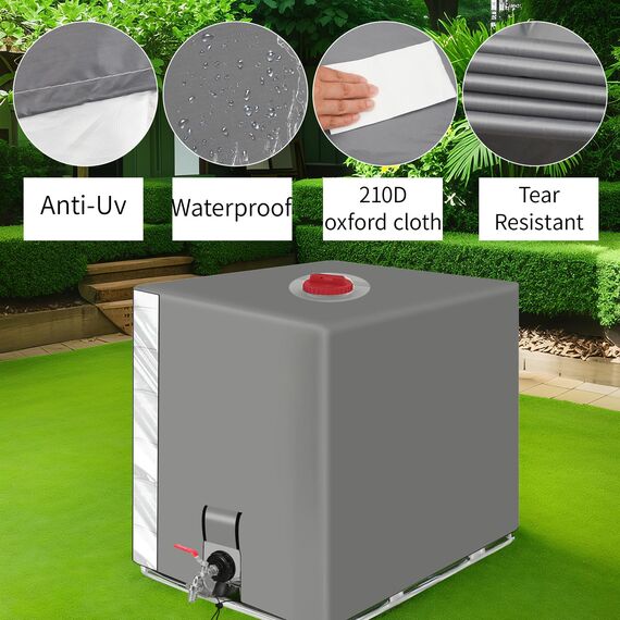 IBC Tank Abdeckung, Wassertank 1000l zubehör, Regenwassertank, Schutzplane/Regenwasser Folien Staubdicht Cover, Ausgestattet mit transparentem Anzeigefenster, Ibc container abdeckung 120 x100 x116 cm
