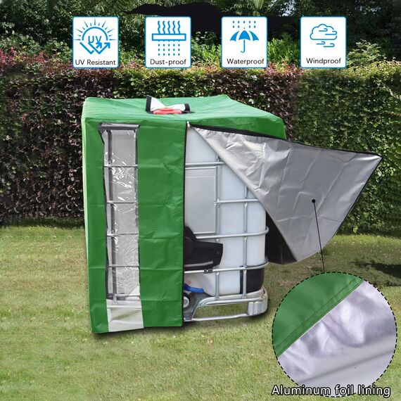 oumuik IBC Tank Abdeckung, Upgrade 420D IBC Abdeckplane für Wassertank 1000L / Ibc Container Anti-UV Schutzhülle Ibc Tank Cover Verdickte Version