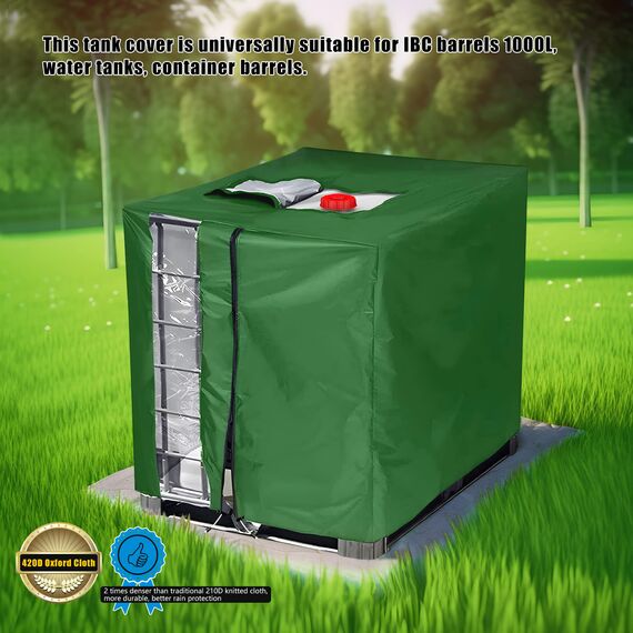 oumuik IBC Tank Abdeckung, Upgrade 420D IBC Abdeckplane für Wassertank 1000L / Ibc Container Anti-UV Schutzhülle Ibc Tank Cover Verdickte Version
