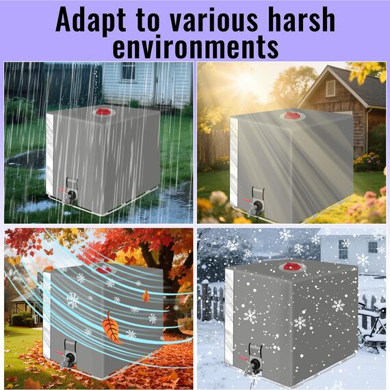 IBC Tank Abdeckung, Wassertank 1000l zubehör, Regenwassertank, Schutzplane/Regenwasser Folien Staubdicht Cover, Ausgestattet mit transparentem Anzeigefenster, Ibc container abdeckung 120 x100 x116 cm