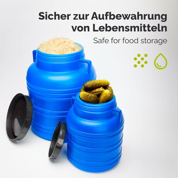 Garronda 20 Liter Weithalsfass aus BPA-freiem Futtertonne Fass Universalfass Lebensmittel Fass Regenfass für Garten Regentonne mit Deckel Regenwassertonne für Garten Wassertonne GD-0078, Blau