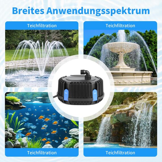 YAOBLUESEA Springbrunnenpumpe Fontäne Gartenpumpe Teichpumpe für Außen, Wasserfälle, Spring-brunnen 20 Watt 1000L/H CHP-1000