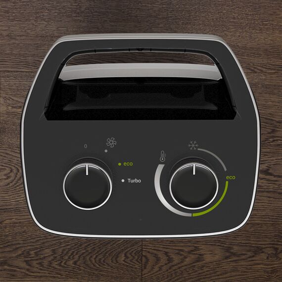 Rowenta Intense Comfort + Heizlüfter, 2 Leistungsstufen, Keramiktechnologie, kompakte Abmessungen, Thermostat, besonders leise, Tragegriff, Schwarz, SO9330F0 [Energieklasse A+++]