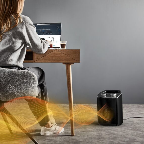 Rowenta Instant Comfort Compact 2000 Heizlüfter, 2 Leistungsstufen, kompakte Abmessungen, Thermostat, Kühlstufe, Tragegriff, Schwarz, SO2350F0 [Energieklasse A+++]
